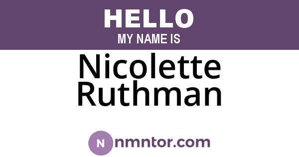 Nicolette Ruthman