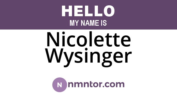 Nicolette Wysinger