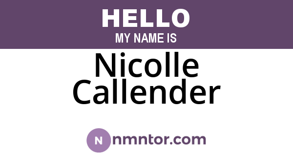 Nicolle Callender