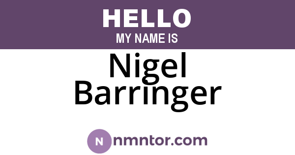 Nigel Barringer