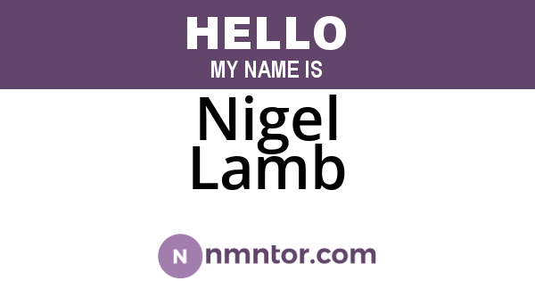 Nigel Lamb