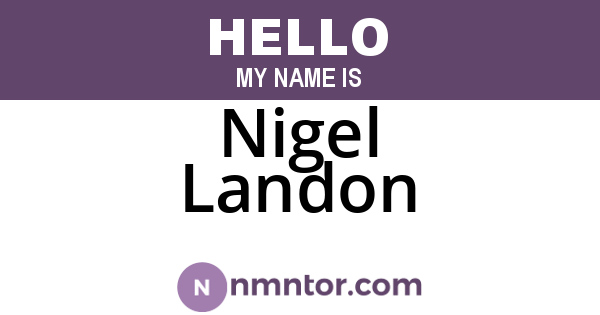 Nigel Landon