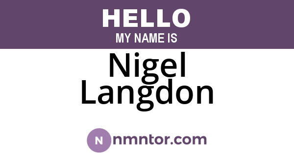 Nigel Langdon
