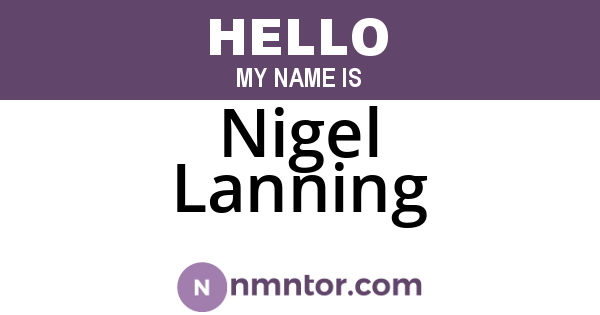 Nigel Lanning