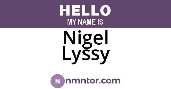 Nigel Lyssy
