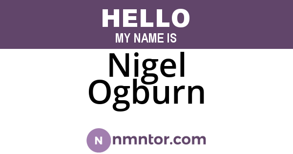 Nigel Ogburn