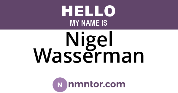Nigel Wasserman