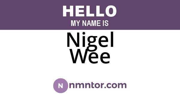 Nigel Wee