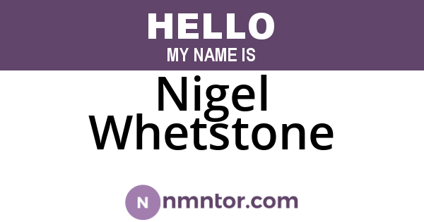 Nigel Whetstone