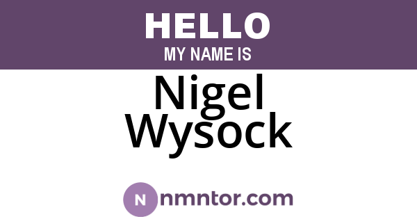 Nigel Wysock