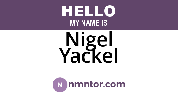 Nigel Yackel