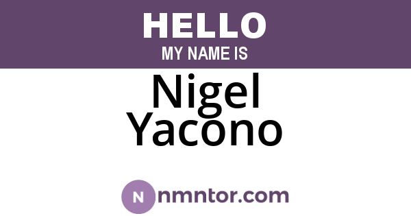 Nigel Yacono