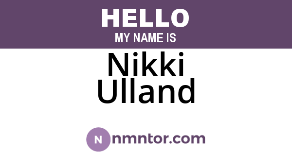 Nikki Ulland
