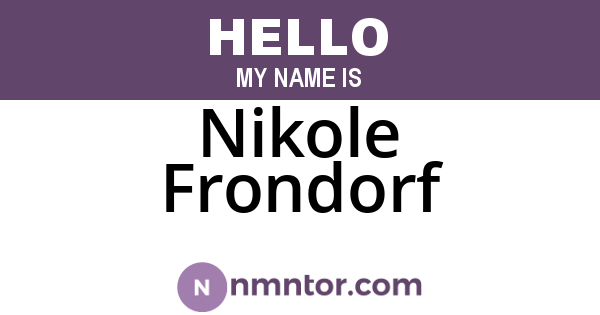 Nikole Frondorf
