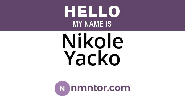 Nikole Yacko