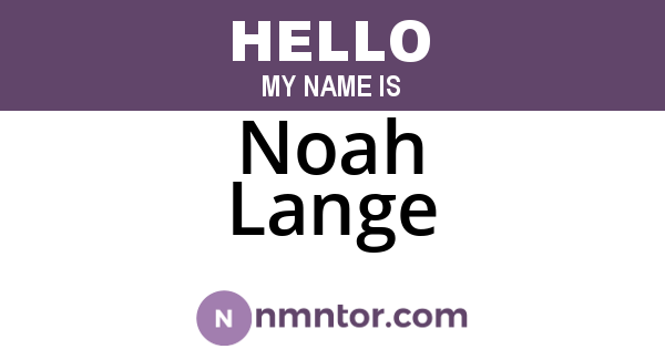 Noah Lange