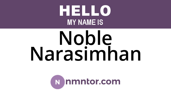Noble Narasimhan