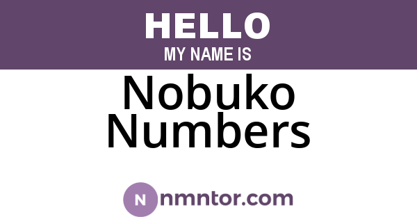 Nobuko Numbers