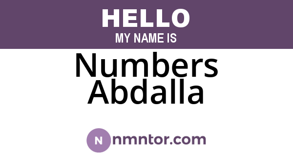 Numbers Abdalla