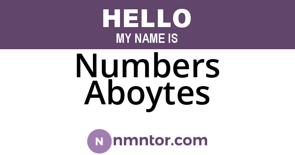 Numbers Aboytes