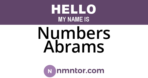 Numbers Abrams