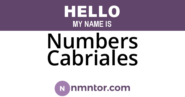 Numbers Cabriales