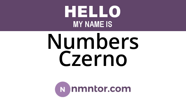 Numbers Czerno