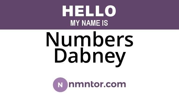 Numbers Dabney