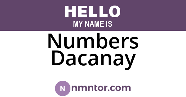 Numbers Dacanay