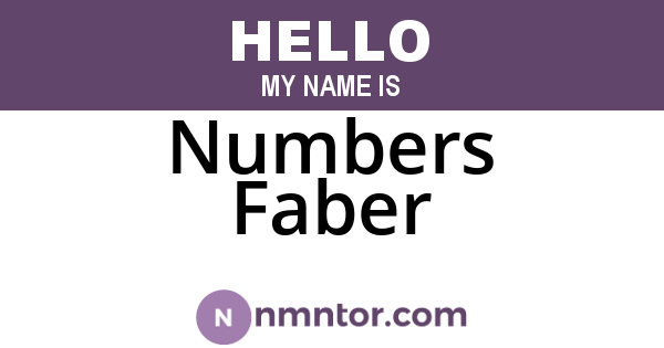 Numbers Faber