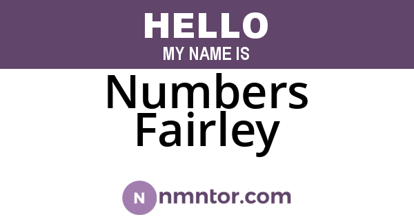 Numbers Fairley