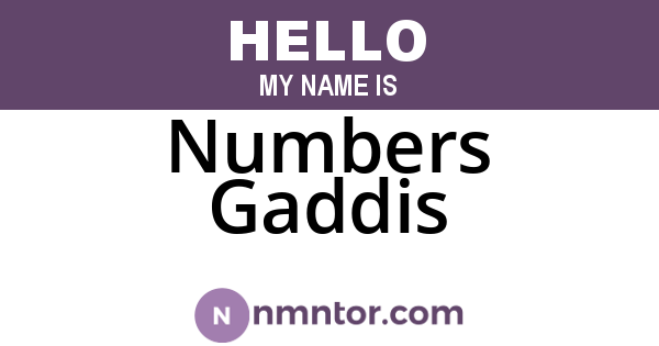 Numbers Gaddis
