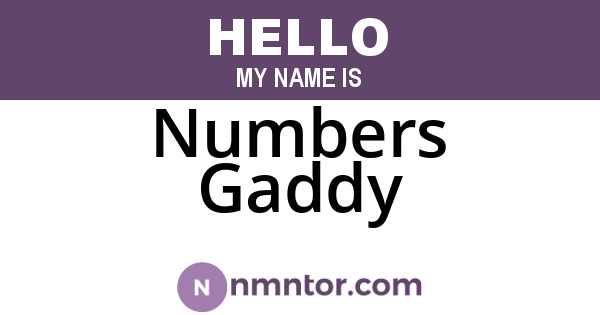 Numbers Gaddy