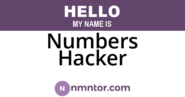 Numbers Hacker