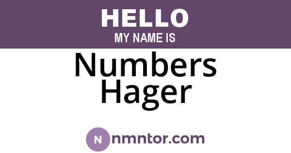 Numbers Hager