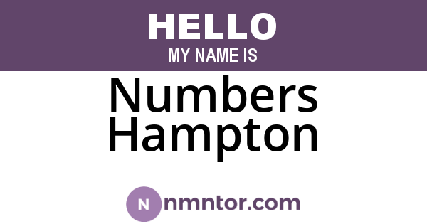 Numbers Hampton