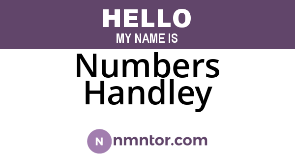 Numbers Handley