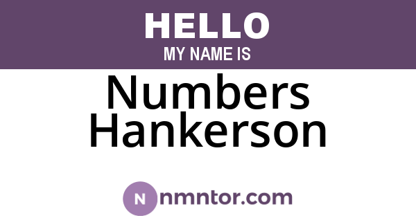 Numbers Hankerson