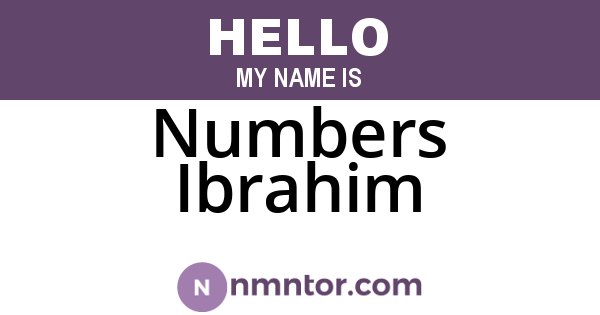 Numbers Ibrahim