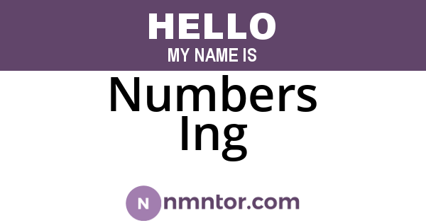 Numbers Ing