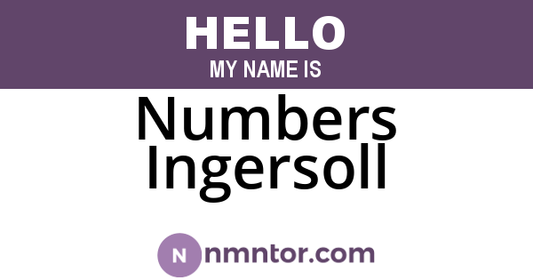 Numbers Ingersoll