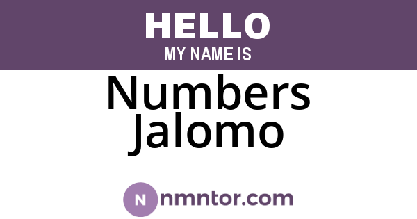 Numbers Jalomo