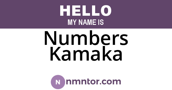 Numbers Kamaka