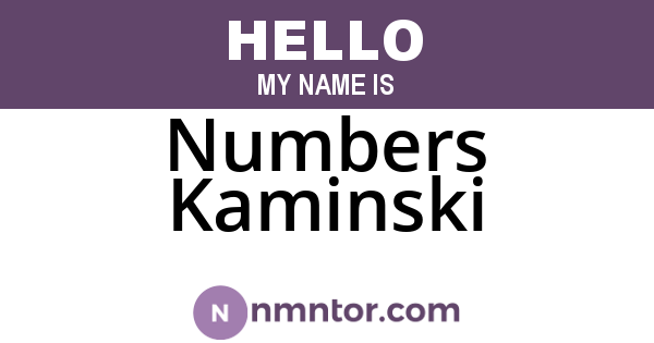 Numbers Kaminski