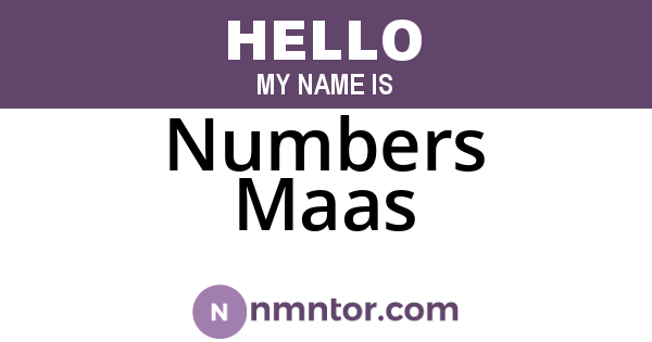 Numbers Maas