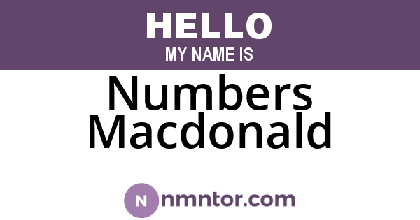 Numbers Macdonald