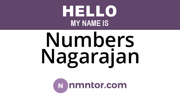 Numbers Nagarajan