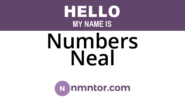 Numbers Neal