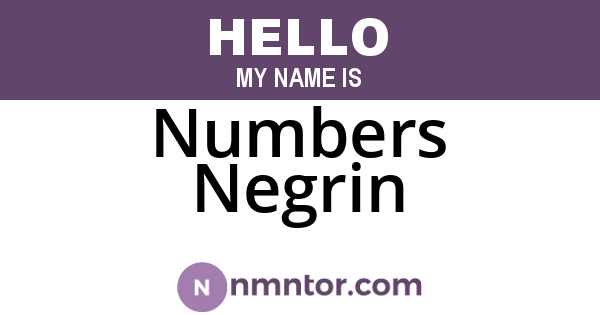Numbers Negrin