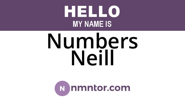 Numbers Neill